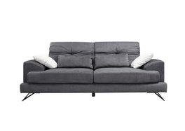 Atelier Del Sofa Sofá 2 Plazas Antracita, Comodidad y Estilo con Marco de Madera de Haya y Patas de Metal Negro Mate